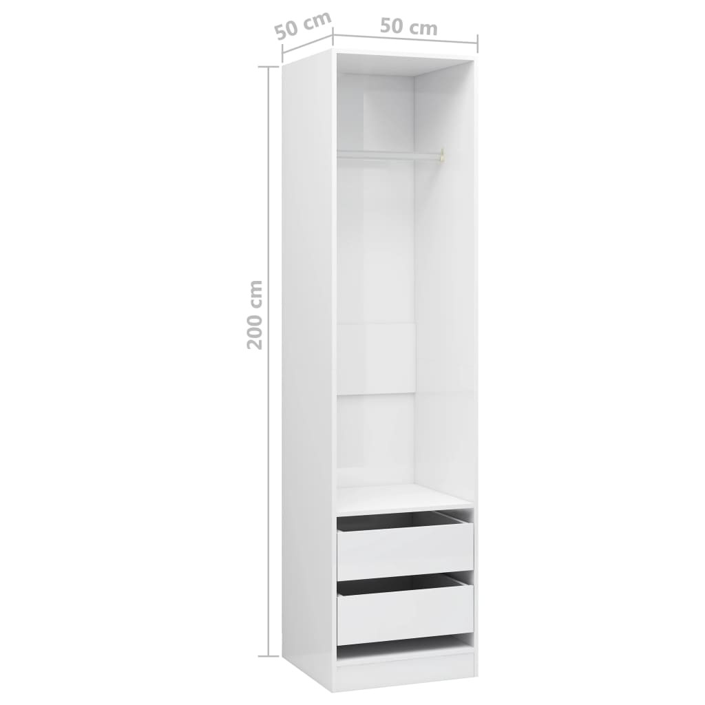 Wardrobe with Drawers High Gloss White 50x50x200 cm Chipboard